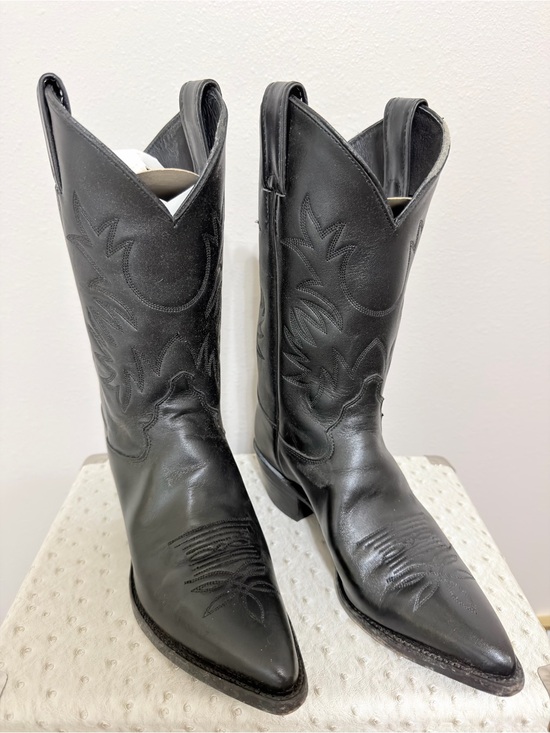 Justin Boots Shoes - Vintage 1996 Justin Black Leather Cowboy Boots